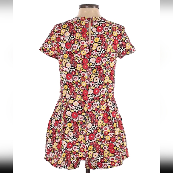 Kate Spade Saturday Floral Red & Yellow Romper 98%Cotton Size XS - Picture 3 of 5